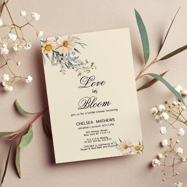 Invitation Fleurs de Love In Bloom Fête de mariage champêtre  (Love In Bloom botanical wildflowers Bridal Shower)