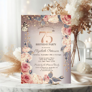 Invitation Fleurs de Luxe, Papillon, Lumières 75e Anniversair