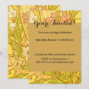 Invitation Fleurs de lys Art nouveau d'Alphonse Mucha