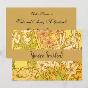 Invitation Fleurs de lys Art nouveau d'Alphonse Mucha