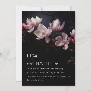 Invitation Fleurs de magnolia sombres et lunatiques Mariage d