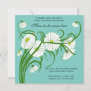 Invitation Fleurs de Marguerite de Gerber Blanche Vintage Fêt