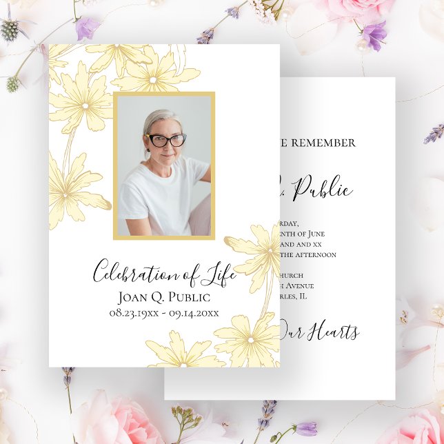 Invitation Fleurs de marguerite jaune pâle Fête de la vie (Créateur téléchargé)