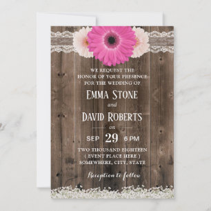Invitation Fleurs de marguerite rustique Mariage campagnard d