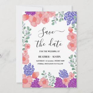 Invitation Fleurs de mariage à date de sauvegarde Aquarelle