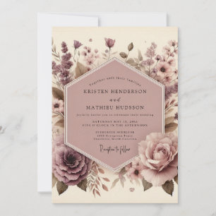 Invitation Fleurs de mariage au bois de prunier