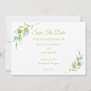 Invitation Fleurs de Mariage Bourgeons de Rose Bleue Enregist