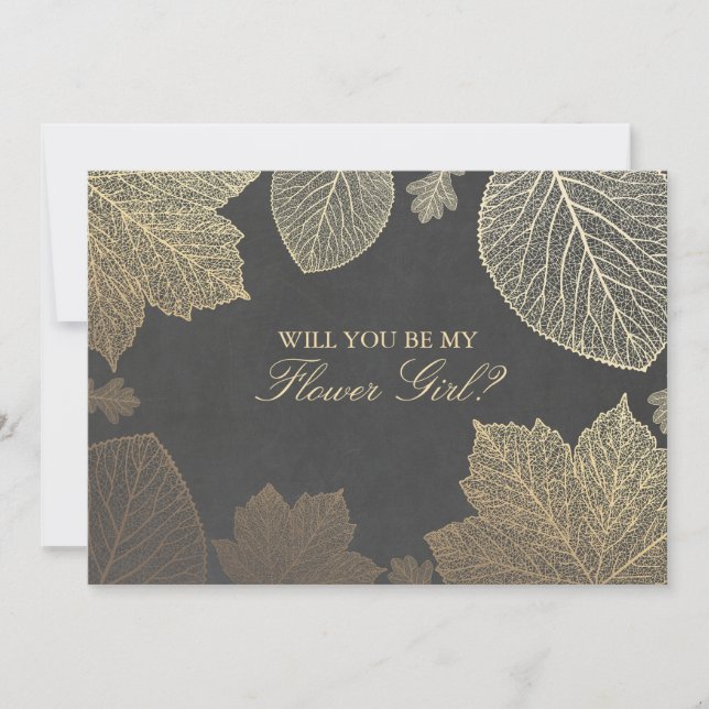 Invitation Fleurs de Mariage de Feuilles d'Or Fille Fleur Inv (Devant)
