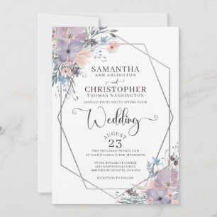 Invitation Fleurs de mariage florales sauvages aquarelle viol