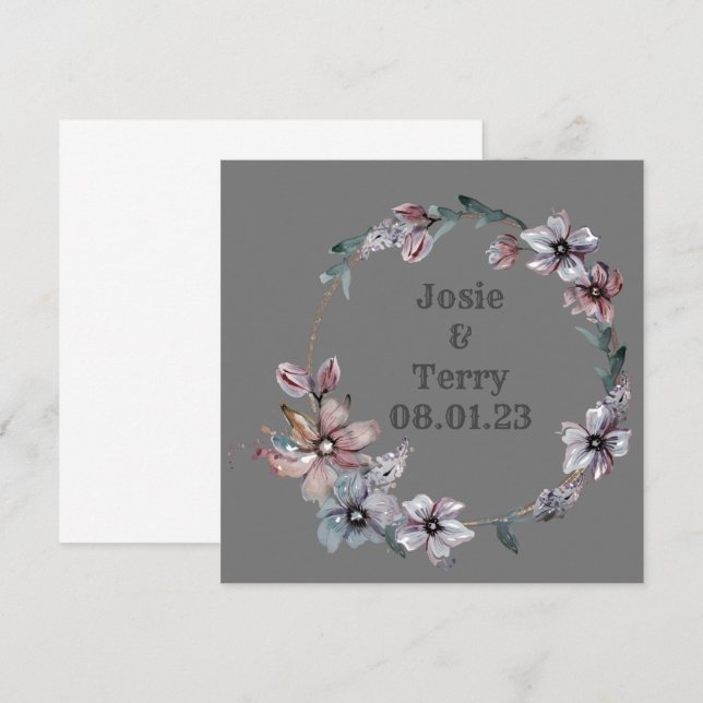 Invitation Fleurs de mariage germinales Merci vectoriel flora (Devant / Derrière)