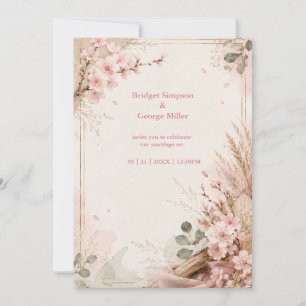 Invitation Fleurs de mariage rustiques Boho Sakura
