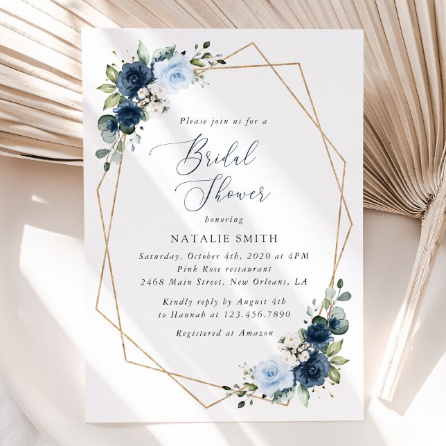 Invitation Fleurs de marine, Fleurs bleues, Boho, Fête des ma (Créateur téléchargé)