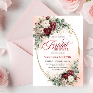 Invitation Fleurs de Marron Élégant Eucalyptus Baby Shower de