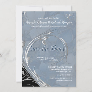 Invitation Fleurs de mélange bleu pâle doux