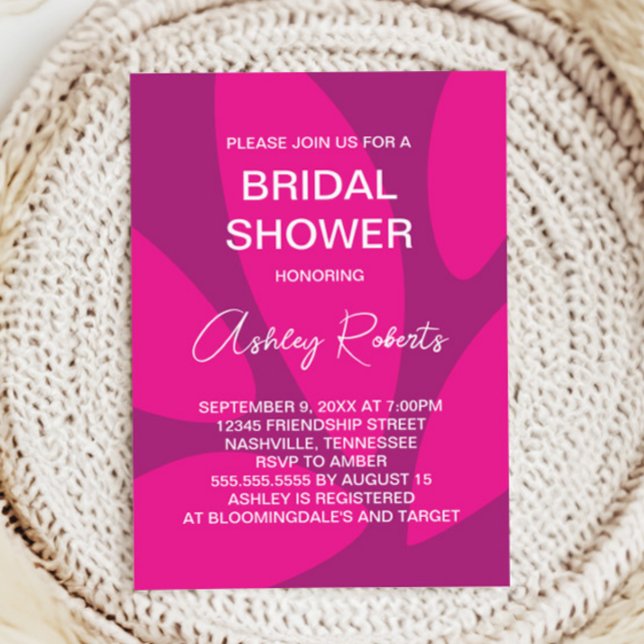 Invitation Fleurs de Mod Flower Botanique Fuchsia Baby Shower (Créateur téléchargé)
