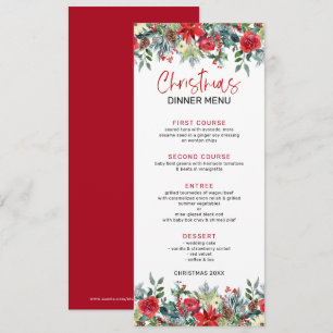 Invitation Fleurs de Noël colorées et feuillage d'hiver