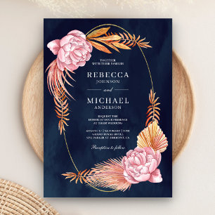 Invitation Fleurs de palmier séchées rose poussiéreux mariage