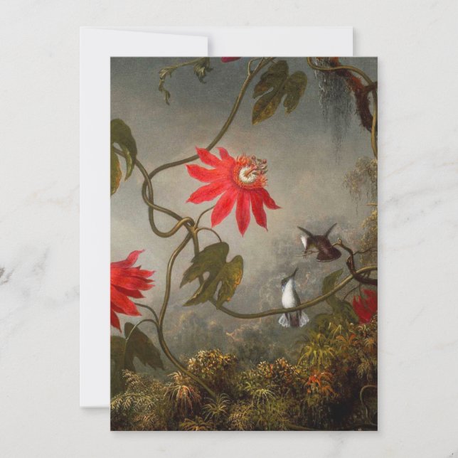 Invitation Fleurs de passion avec tête de colibris (Devant)