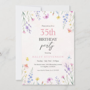 Invitation Fleurs de pastel de fleur de wildflower aquarelle