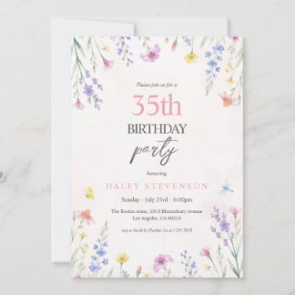 Invitation Fleurs de pastel de fleur de wildflower aquarelle