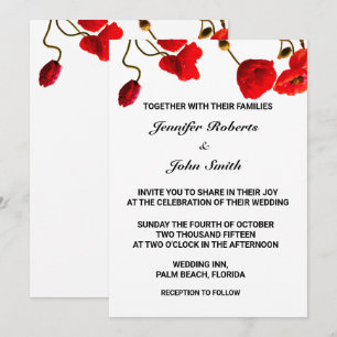 Invitation Fleurs de pavot Floral Rouge Blanc Cool Mariage te