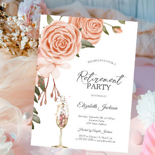Invitation Fleurs de pêche à l'aquarelle Fleur Teint Champagn