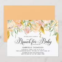 Fleurs de Pêche et Feuilles d'or Baby shower Brunc