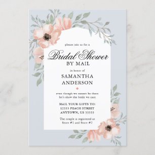 Invitation Fleurs de Pêche Fête des mariées bleue Dusty par c