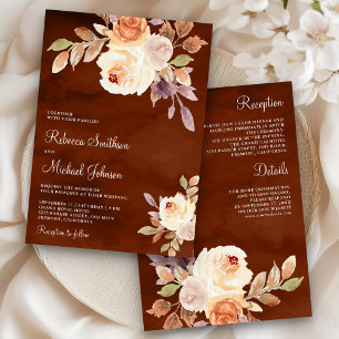 Invitation Fleurs de Pêche Terracotta Florale Terrestre Tout