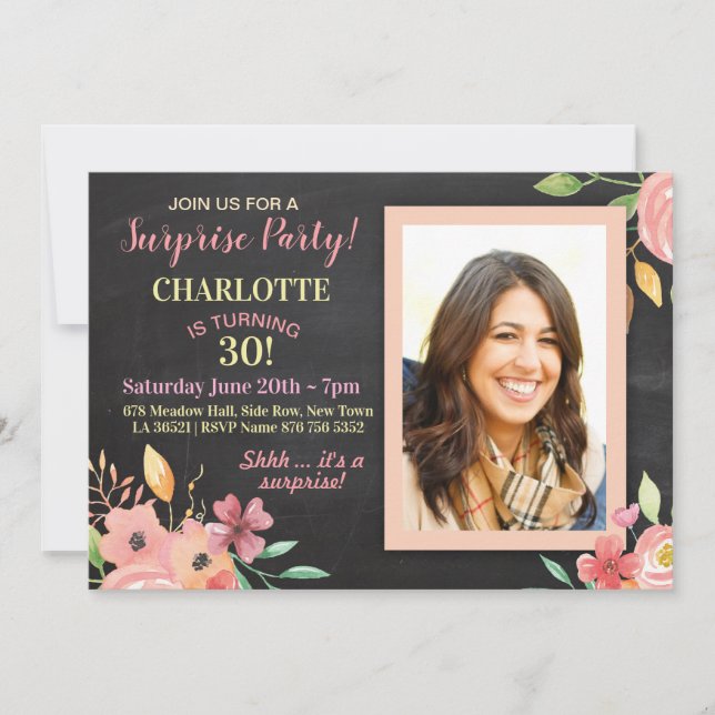 Invitation Fleurs de photos de fête d'anniversaire des femmes (Devant)