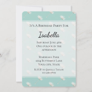 Invitation Fleurs de Pissenlit Menthe Chic Anniversaire