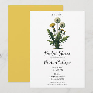 Invitation Fleurs de pissenlit vintage jaune Shower de mariag