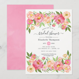Invitation Fleurs de Pivoine de Printemps pour une Baby Showe