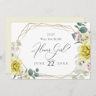 Invitation Fleurs de pivoine Jaune Serez-Vous Ma Fille De Fle