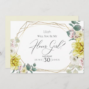 Invitation Fleurs de pivoine Jaune Serez-Vous Ma Fille De Fle