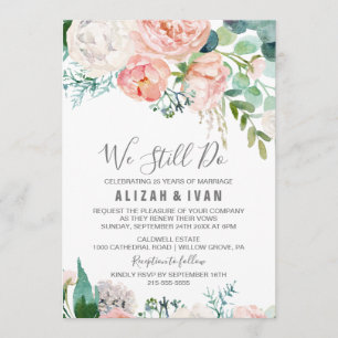 Invitation Fleurs de pivoines romantiques Vow renouveau