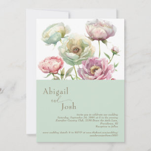 Invitation Fleurs de Pivoines Sage