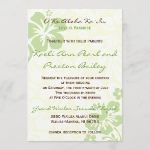 Invitation Fleurs de plage - vert (5x7)