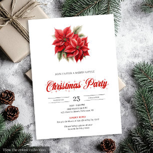 Invitation Fleurs de poinsettia de Noël chic vintage classiqu