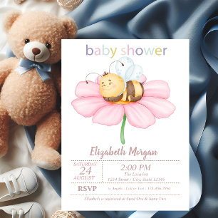 Invitation Fleurs de points de bébé abeille miel Baby Shower 
