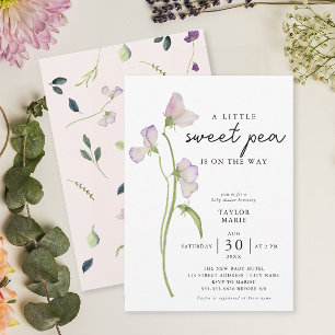 Invitation Fleurs de pois doux   Baby shower fille