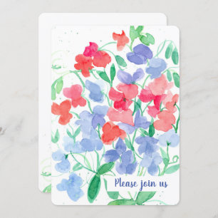 Invitation Fleurs de pois doux fête d'anniversaire