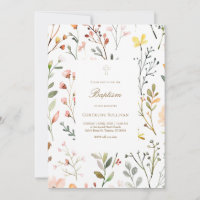fleurs de prairie à l'aquarelle motif Baptême
