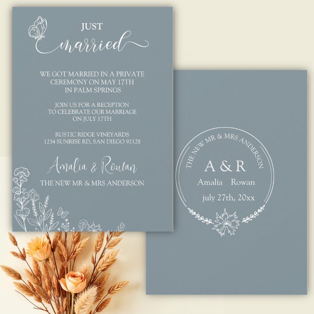 Invitation Fleurs de prairie Mariage vient de se marier (Créateur téléchargé)
