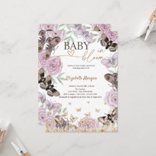 Invitation Fleurs de Prairie Papillons Bébé en Fleur