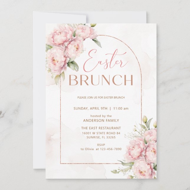 Invitation Fleurs de printemps Brunch de Pâques (Devant)