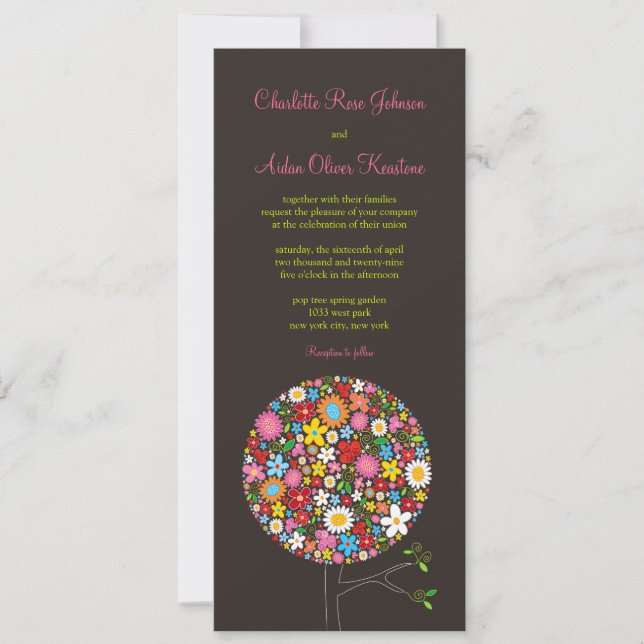 Invitation Fleurs de printemps colorées Whimsical Mariage Pop (Devant)