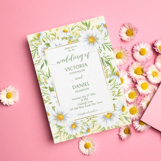Invitation Fleurs de printemps de marguerite sauvage mariage  (Créateur téléchargé)