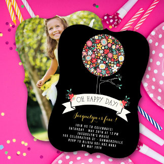 Invitation Fleurs de printemps Pop Tree Girl Anniversaire Pho