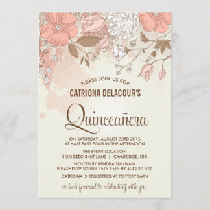 Invitation Fleurs de printemps vintages Quinceañera Invitatio